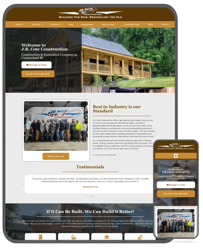 j b cote construction website design jpg