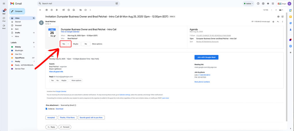 confirm dumpster appointment
